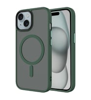 Apple iPhone 15 Plus Uyumlu Kılıf Mat Arka Yüzey Wireless Şarj Özellikli Zore Flet M-safe Kapak (Koyu Yeşil)