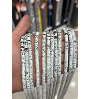 Hematit Taşı Dalgalı Rondela Kesim 6x2mm-Benekli Beyaz Doğal Taş Dizi