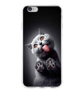 PrintiFy Apple  iPhone 6S ile Uyumlu 1mm Slim Fit Kedi 2 050c Baskılı Şeffaf  Kılıf