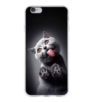 PrintiFy Apple  iPhone 6S ile Uyumlu 1mm Slim Fit Kedi 2 050c Baskılı Şeffaf  Kılıf