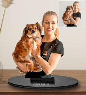 Kişiye Özel Köpek Seven Kadın Tasarımlı Karikatür Biblo