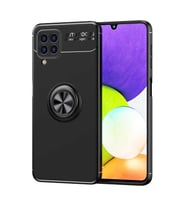 Galaxy M32 Kılıf Zore Ravel Yüzüklü Silikon Kılıf (Siyah)
