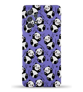 Samsung Galaxy A33 Uyumlu Lansman Kılıf Panda Tasarımlı İçi Kadife Kapak-Mor (Şeffaf)