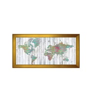 Harita Temalı Kanvas Tablo 80 x 110 cm Gold Çerçeve