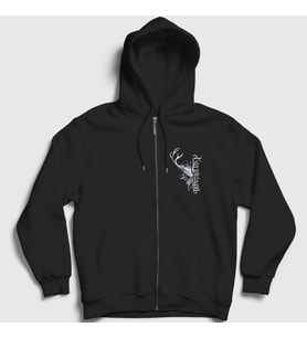 Presmono Unisex Siyah Skull Korpiklaani Fermuarlı Kapüşonlu Sweatshirt 161981tt