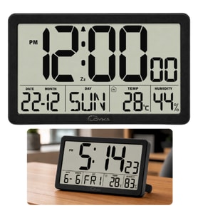 Loyka LCDSY75 Siyah Dijital LCD Saat Tarih Sıcaklık ve Nem Göstergeli