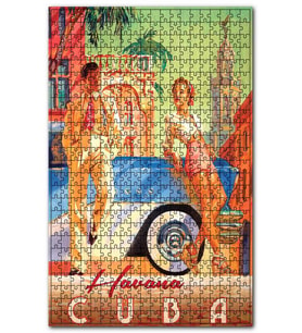 Cakapuzzle Cuba Havana Afiş Şekilli Görsel Puzzle Yapboz MDF (Ahşap) (120 Parça)