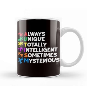 Always Unique Totally Intelligent Mysterious Autism Support Kupa Bardak Porselen