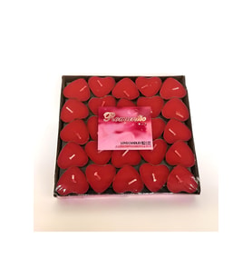 50'li Kalp Kırmızı Tealight Mum