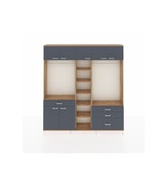 Arges Gardrop 11 Raflı 4 Çekmeceli 2 Askılı 220x30x243 Çam-Antrasit
