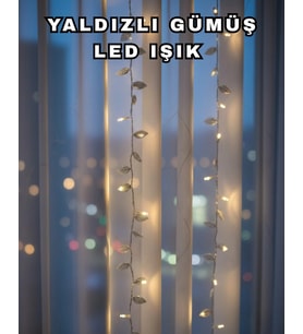 Gümüş Yaprak Tasarımlı LED Işık Pilli Ev ve Vitrin Dekoru