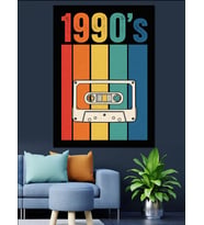 1990'Lar Retro Kaset Ve Renkler Dekoratif Kanvas - Mdf Ahşap Tablo