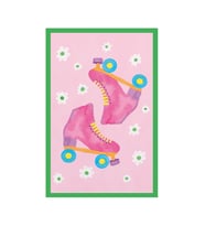 Pembe Paten Tasarımlı Eğlenceli Spor Temalı Hediye Not Kartı Kartpostal 10×15 cm (Pudra Pembe)