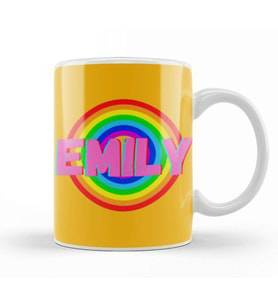 Emily Name personalized Custom   vintage Retro Rainbow Style Design Gift Baby Gift For Her Kupa Bardak Porselen