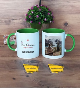 Fen Bilimleri Öğretmeni Kupa Bardak Yeşil Fotoğraflı Öğretmenler Günü Hediyesi