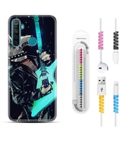 Realme 5i 5 Pro 6i 7 Pro 8 Kılıf Kablo Koruma Spiral Silikon Dog Guitar 1789