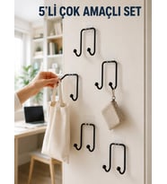 5'li Yapışkanlı Askı Seti Mutfak Banyo ve Ev İçin Çok Amaçlı Askılık