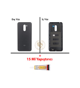 Yapıştırıcı Poco F1 Siyah Yapıştırıcı Arka Pil Kapağı Batarya Kapağı + Yapıştırıcı ve Vida Seti
