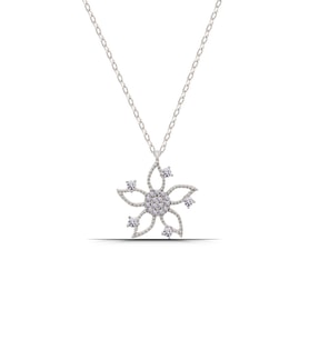 Lotus Çiçeği Zirkon Taşlı 925 Ayar Gümüş Kadın Kolye