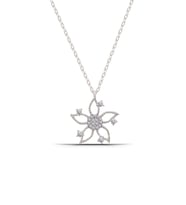 Lotus Çiçeği Zirkon Taşlı 925 Ayar Gümüş Kadın Kolye