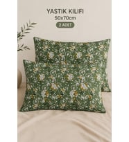More Home Pamuklu  Yastık Kılıfı (2 Adet) 50 x 70 cm Yeşil Beyaz