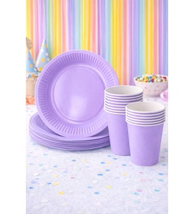 Beysüs Makaron Lila 8Li Tabak Bardak Set