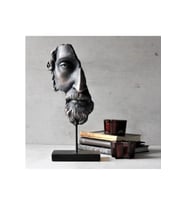 Metal Kaideli Yarım Yüz Zeus Heykeli Ev Dekoru Büstleri Büyük Boy Heykel 35 CM
