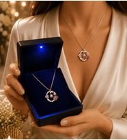 925 Ayar Gümüş Rose Lale Bahçesi Kolye 100 Dilde Seni Seviyorum - Premium LED Işıklı Hediye Kutusunda