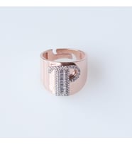 P Harfi Baget Taşlı Rose Gold Kaplama Gümüş Yüzük