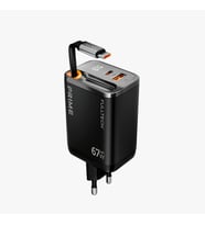 Lexroo 67w GaN Hızlı Şarj Adaptörü, Şarj Cihazı, 1x Type-C Girişi, 1x Usb Girişi, Dijital Gösterge