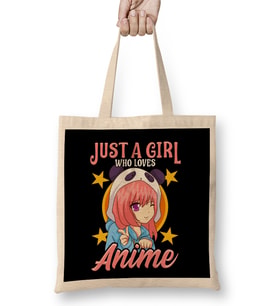 Cute & Funny Just A Girl Who Loves Anime Bez Çanta Uzun Saplı