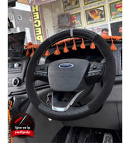 Ford Transit Dikme Direksiyon Kılıfı Alcantara Süet Mat Karbon Gri Yüzük ve Dikiş 2020-2026