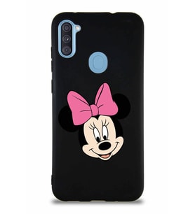 Samsung Galaxy A11 Soft Premier Kapak Minnie Mouse-C Tasarımlı Silikon Kılıf - Siyah (Şeffaf)