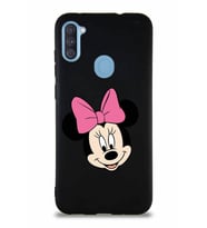 Samsung Galaxy A11 Soft Premier Kapak Minnie Mouse-C Tasarımlı Silikon Kılıf - Siyah (Şeffaf)