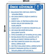 Metal Önce Güvenlik 20cm x 30cm A4 Büyüklüğünde Uyarı Levhası Yönlendirme Tabelası