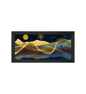 Soyut Şekiller Motifli Kanvas Tablo 50 x 70 cm Siyah Çerçeve