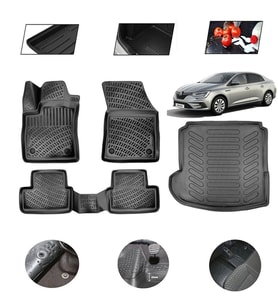 Renault Megane 4 Sedan Sol Kulaklı 2024 Model 4D Bagaj Paspas Set