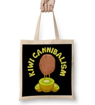 Funny Kiwi Cannibalism Pun Adorable Animal Fruit Bez Çanta Uzun Saplı