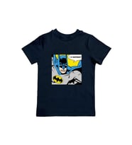 Batman baskılı pamuklu penye kumaş yazlık çocuk tişört (Siyah)