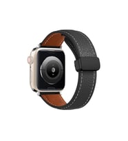 Northcity Apple Watch 38mm ile Uyumlu Kr414 Deri Kordon - Siyah Premium Saat Kayışı