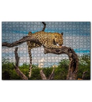 Cakapuzzle Kuru Dal Üzerinde Yalanan Leopar Görseli  Puzzle Yapboz MDF (Ahşap) (120 Parça)