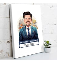 Kişiye Özel Hediye Karikatürlü En İyi Erkek Muhasebeci Kanvas Tablo