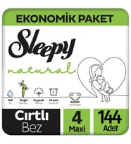 Sleepy Natural Bebek Bezi Ekonomik Paket 4 Beden 48x3 144 Adet