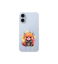 iPhone 17 ile Uyumlu Splash Tilki Tasarımlı Şeffaf Silikon Kılıf