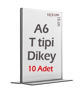A6 T-Tipi Dikey Şeffaf Föylük Menü Broşür Etiket Fotoğraflık Albüm Stand Sehpa (10 Adet)
