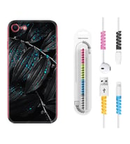 Apple iPhone 5 6 7 8 Plus Se XR Kılıf Kablo Koruma Spiral Silikon Foid Green 1643