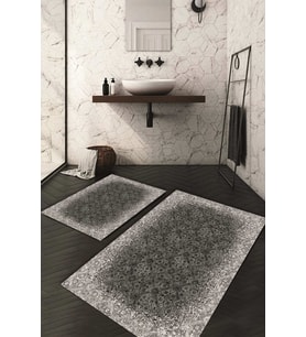 Dijital Baskılı Kaymaz Taban Yıkanabilir 2'li Klozet Takımı Banyo Paspası NDKZ-HT-1594 (Gri)