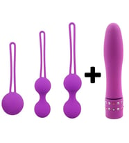 Carmine 3 Farklı Ağırlıkta Vajinal Anal Kegel Toplar ve Mini Vibratör (Mor)
