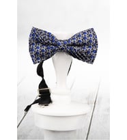 Saks Mavisi Motif Desen Pilise İpek Papyon ESB10