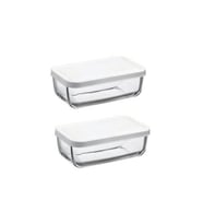 Beyaz Snow Box Kapaklı Cam Saklama Kabı 2'li Set, Pratik ve Şık Mutfak Gereçleri